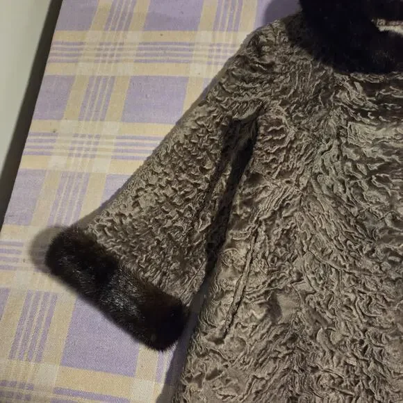 Vintage 40s 50s Rikes Dayton Persian Lamb Fur Mink Fur Collar Coat Penny Lane - Picture 14 of 16